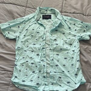 Men's Gentlemen’s Outfitters Palm Tree Print Shirt - Light Green (S)